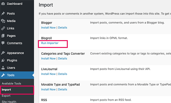 如何轻松地将您的博客从 WordPress.com 迁移到 WordPress.org blogroll-importer20251107_ -12