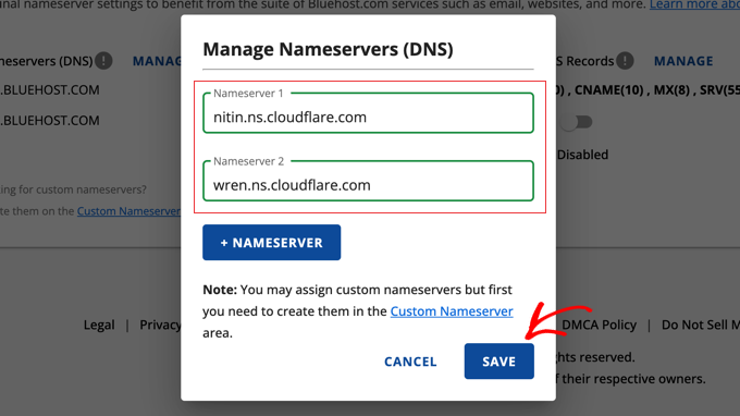 如何将我的 HTML 网站转换为 WordPress 的（并使其更新变得容易 10 倍） bluehostmanagenameservers20251114_ -16