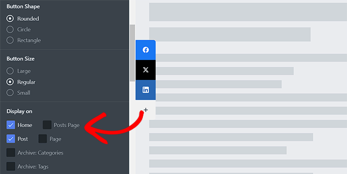 如何在 WordPress 中添加社交分享按钮(4 种简单方法) choose-where-to-display-your-floating-bar20251114_ -31 如何在 WordPress 中添加社交分享按钮(4 种简单方法) choose-where-to-display-your-floating-bar20251114_ -31