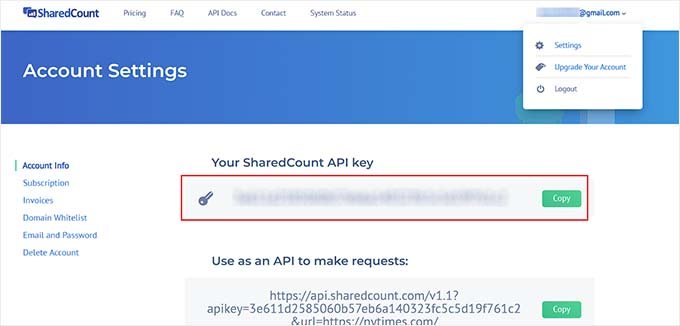 如何在 WordPress 中添加社交分享按钮(4 种简单方法) copy-sharedcount-api-key20251114_ -40 如何在 WordPress 中添加社交分享按钮(4 种简单方法) copy-sharedcount-api-key20251114_ -40
