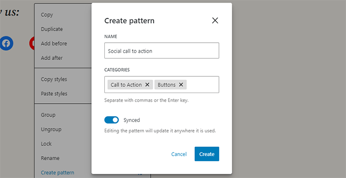 如何使用 WordPress 区块编辑器(Gutenberg 教程) create-pattern-popup20251114_ -14 如何使用 WordPress 区块编辑器(Gutenberg 教程) create-pattern-popup20251114_ -14