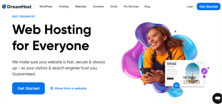 DreamHost 2025 年评测：优点、缺点和不足！ dreamhost-homepage20251121_ -3
