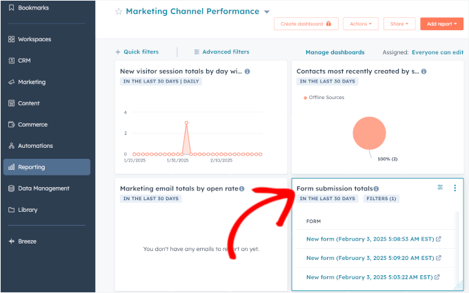 9款最佳WordPress联系表单插件，精选的5款 hubspot-reporting-dashboard-marketingchannel-forms20251114_ -11