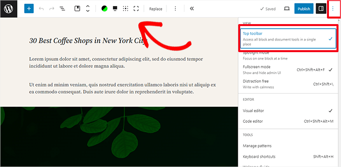 如何使用 WordPress 区块编辑器(Gutenberg 教程) move-block-toolbar-top20251114_ -30 如何使用 WordPress 区块编辑器(Gutenberg 教程) move-block-toolbar-top20251114_ -30
