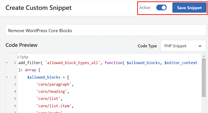 如何在 WordPress 中移除区块(4 种简单方法) save-code-snippet-for-removing-core-blocks20251114_ -12 如何在 WordPress 中移除区块(4 种简单方法) save-code-snippet-for-removing-core-blocks20251114_ -12
