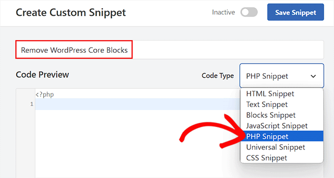 如何在 WordPress 中移除区块(4 种简单方法) select-php-snippet-to-remove-core-blocks20251114_ -8 如何在 WordPress 中移除区块(4 种简单方法) select-php-snippet-to-remove-core-blocks20251114_ -8