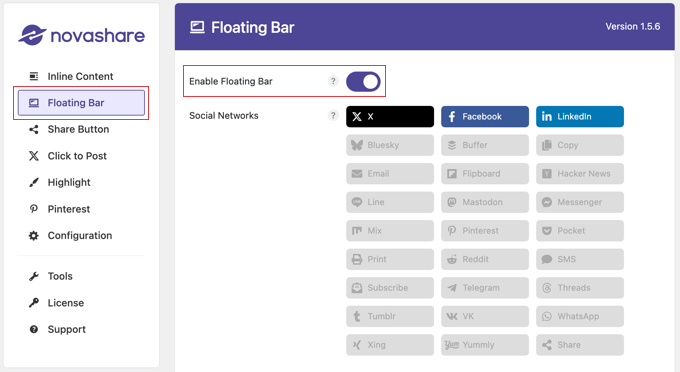如何在 WordPress 中添加社交分享按钮(4 种简单方法) socialshare-novashare-floating-bar120251114_ -13 如何在 WordPress 中添加社交分享按钮(4 种简单方法) socialshare-novashare-floating-bar120251114_ -13