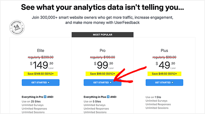 如何在 WordPress 中创建调查问卷(使用 Beautiful Reports) userfeedbackpricing20251114_ -27 如何在 WordPress 中创建调查问卷(使用 Beautiful Reports) userfeedbackpricing20251114_ -27