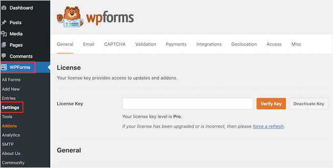 如何在 WordPress 中创建调查问卷(使用 Beautiful Reports) wpforms-settings-license-key20251114_ -8 如何在 WordPress 中创建调查问卷(使用 Beautiful Reports) wpforms-settings-license-key20251114_ -8