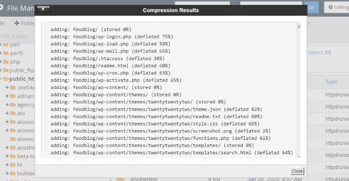 如何备份您的 WordPress 网站（终极指南） close-the-compression-results20251201_ -42