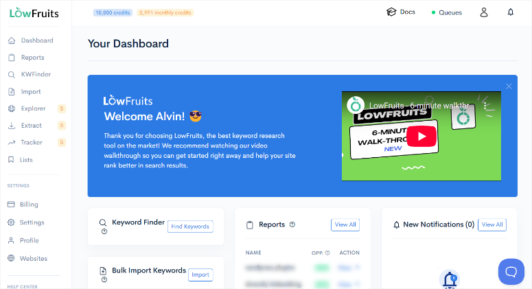 LowFruits评测：功能强大的关键词研究工具SEO工具 lowfruits-dahsboard20251201_ -4