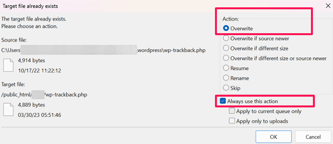 如何修复 WordPress 登录页面刷新和重定向问题 overwritecorefiles20251201_-1 -11