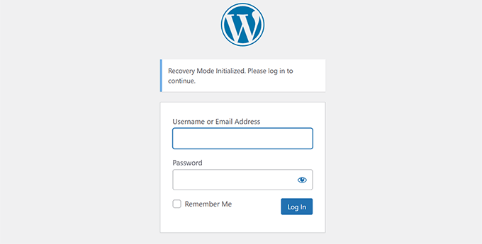 如何修复 WordPress 中的严重错误（分步指南） recoverymode-login20251201_ -9