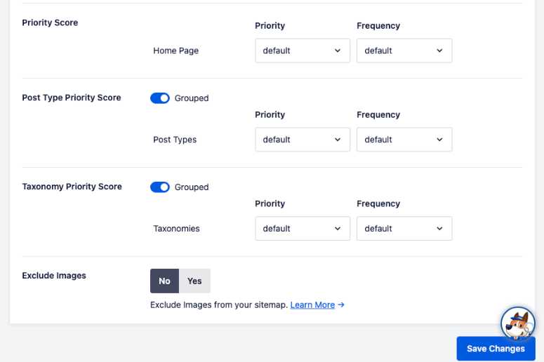 如何在2分钟内创建WordPress XML站点地图 sitemap-priority-settings20251201_ -15