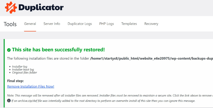 WordPress 更新导致网站崩溃?这里有一个 5 分钟回滚方案 view-site-restore-succes-message20251201_ -5 WordPress 更新导致网站崩溃?这里有一个 5 分钟回滚方案 view-site-restore-succes-message20251201_ -5